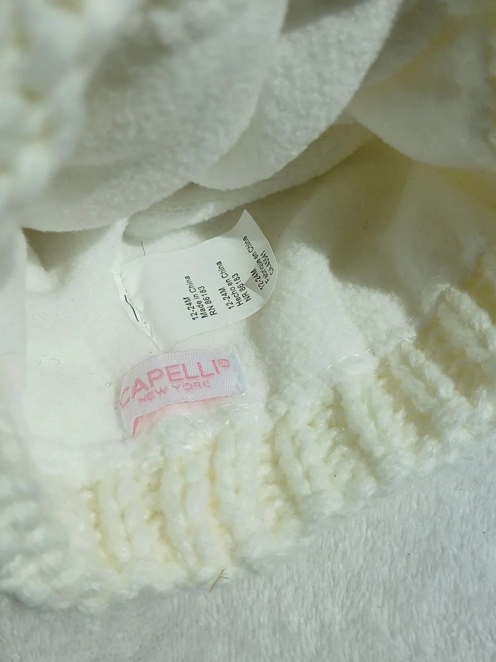 Capelli of New York Cream Knit Pom Pom Hat & Mittens Set - Baby 12-24 Months